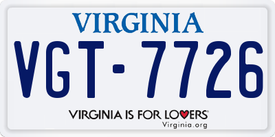VA license plate VGT7726