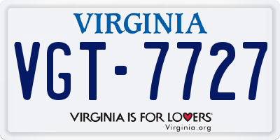 VA license plate VGT7727