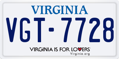 VA license plate VGT7728