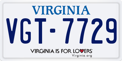 VA license plate VGT7729