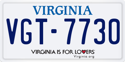 VA license plate VGT7730