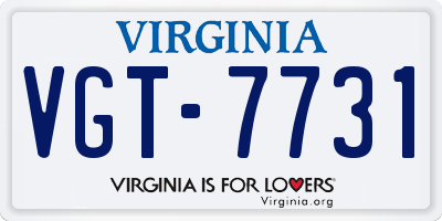 VA license plate VGT7731