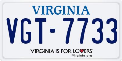 VA license plate VGT7733