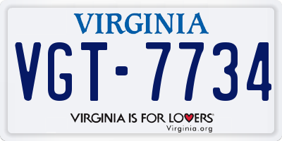 VA license plate VGT7734