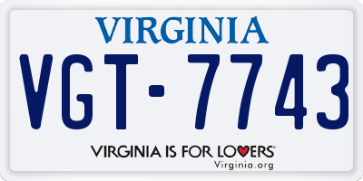 VA license plate VGT7743