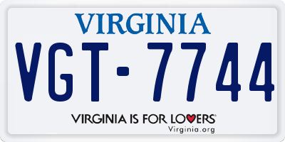 VA license plate VGT7744