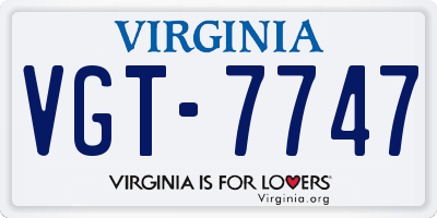 VA license plate VGT7747