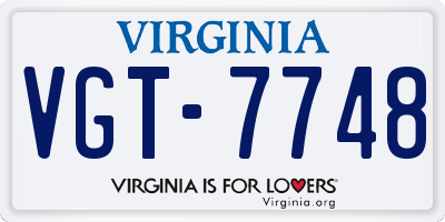 VA license plate VGT7748
