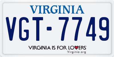 VA license plate VGT7749