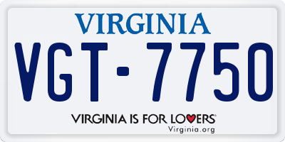 VA license plate VGT7750