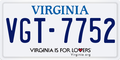 VA license plate VGT7752