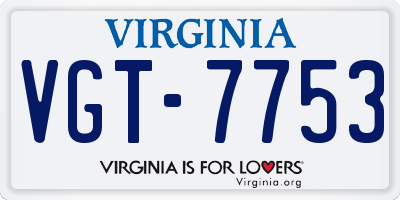 VA license plate VGT7753