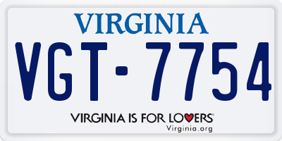 VA license plate VGT7754