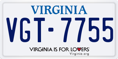 VA license plate VGT7755