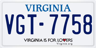 VA license plate VGT7758