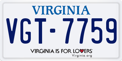 VA license plate VGT7759