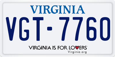 VA license plate VGT7760