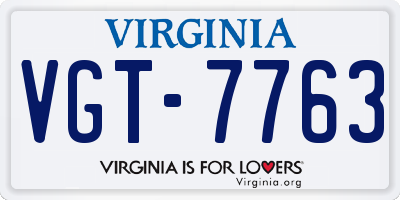 VA license plate VGT7763