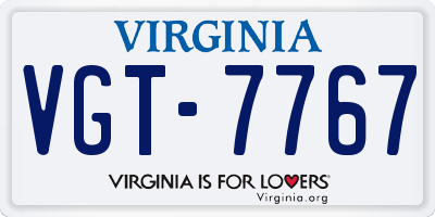 VA license plate VGT7767
