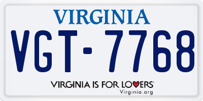 VA license plate VGT7768