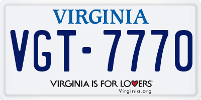 VA license plate VGT7770