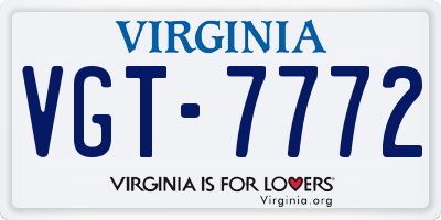 VA license plate VGT7772