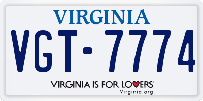 VA license plate VGT7774
