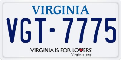 VA license plate VGT7775