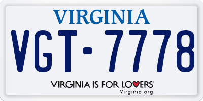 VA license plate VGT7778