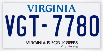 VA license plate VGT7780