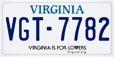 VA license plate VGT7782