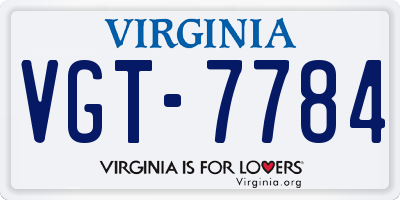 VA license plate VGT7784