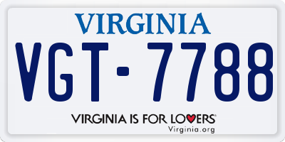 VA license plate VGT7788
