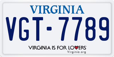 VA license plate VGT7789