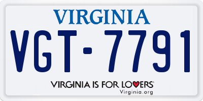 VA license plate VGT7791