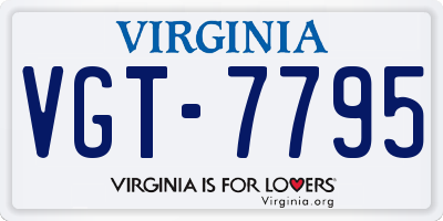 VA license plate VGT7795