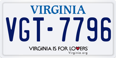 VA license plate VGT7796