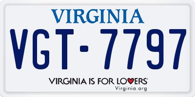 VA license plate VGT7797