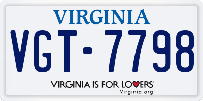 VA license plate VGT7798