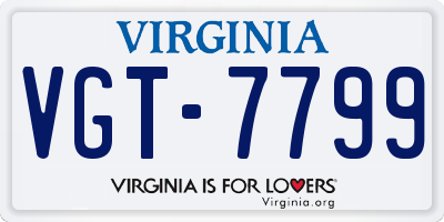 VA license plate VGT7799