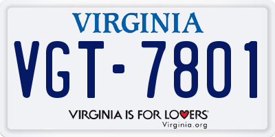 VA license plate VGT7801