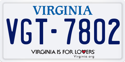 VA license plate VGT7802