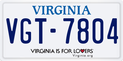VA license plate VGT7804