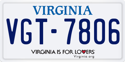 VA license plate VGT7806