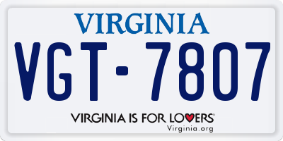 VA license plate VGT7807
