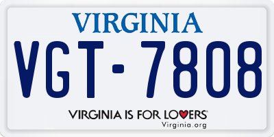 VA license plate VGT7808