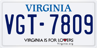 VA license plate VGT7809