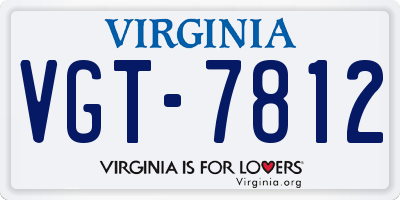 VA license plate VGT7812