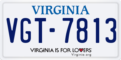 VA license plate VGT7813