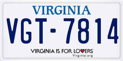 VA license plate VGT7814